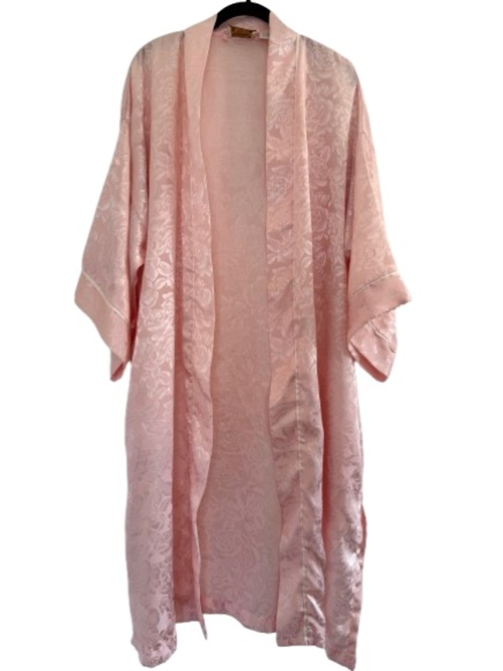 Vintage Victoria's Secret Gold Label Robe Pink Floral Jacquard Satin Robe Kimono